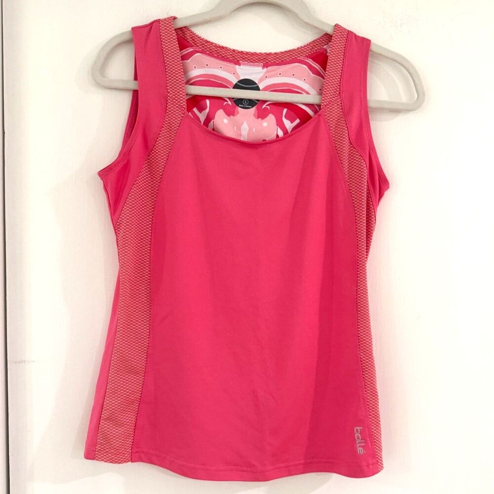Bolle Tank Top Womens Small High-Performance Activewear Striped Scoop Neck Pink